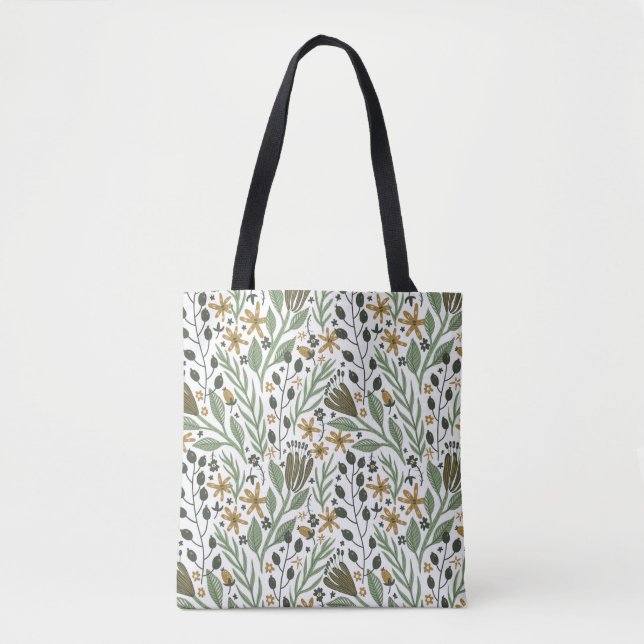 Bolso De Tela Patrón floral de sueño verde (Anverso)