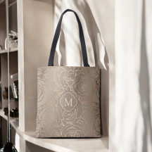 Patrón floral de tazas neutro con monograma
