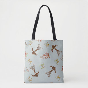 Bolso De Tela Patrón floral de tragos grises marrones Toque Bag
