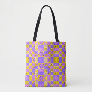 Bolso De Tela Patrón floral de verano sin costuras de púrpura y 