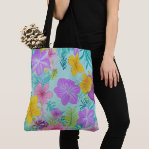 Bolso De Tela Patrón Floral de Verano Tropical - Hibisco Brillan