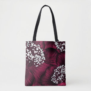 Bolso De Tela Patrón floral dibujado a mano con flores de camel