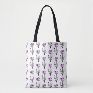 Bolso De Tela Patrón floral dibujado a mano 'Tulipanes simples'