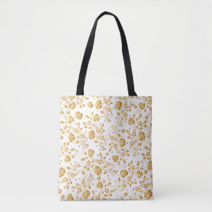 Bolso De Tela Patrón floral dorado de pintura