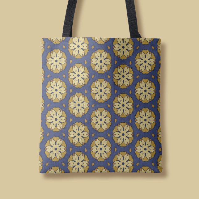 Bolso De Tela Patrón floral dorado y azul y lágrima (Subido por el creador)