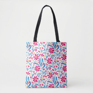 Bolso De Tela Patrón floral elevado de acuarela