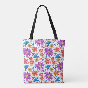 Bolso De Tela Patrón floral exótico colorido dibujado a mano-707