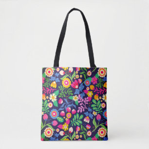 Bolso De Tela Patrón floral exótico pintado a mano-