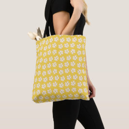 Bolso De Tela Patrón floral fuera de blanco sobre amarillo brill