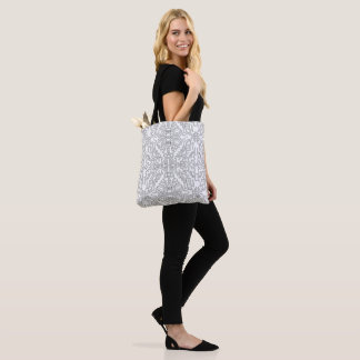 Bolso De Tela Patrón Floral Gris Minimalista
