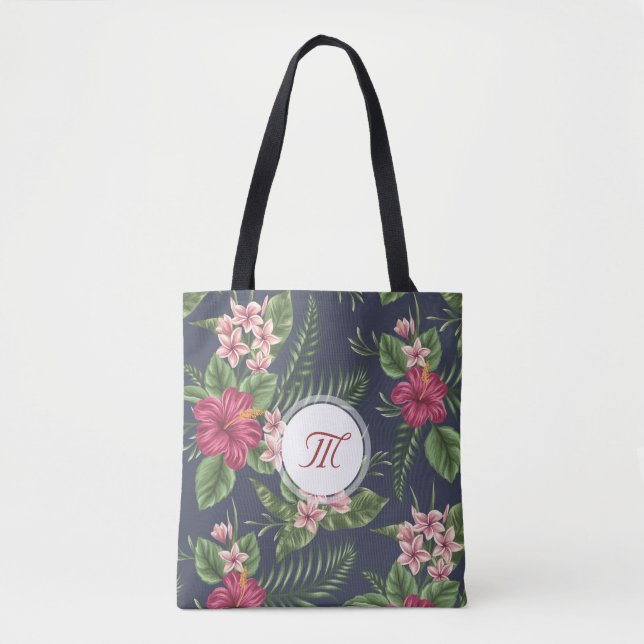 Bolso De Tela Patrón floral Hibiscus Monogram Tote Bag (Anverso)