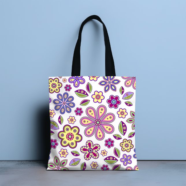 Bolso De Tela Patrón floral hippie moderno | Botánico (Subido por el creador)