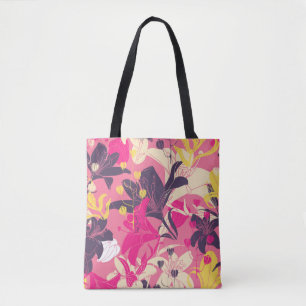 Bolso De Tela Patrón floral inmaculado. Diseño de cortinas. M