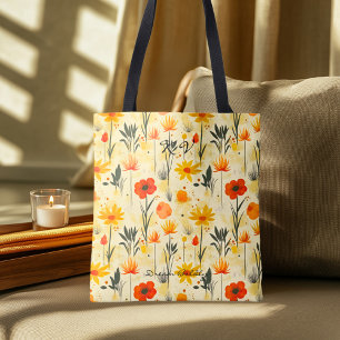 Bolso De Tela Patrón floral ligero - Flor botánica fresca