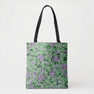 Bolso De Tela Patrón floral lila y verde