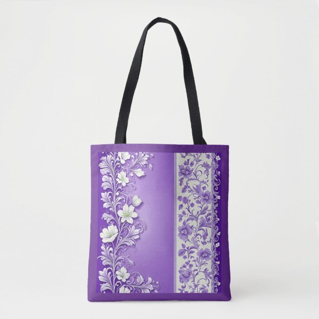 Bolso De Tela Patrón floral Lilac-Purple (Anverso)