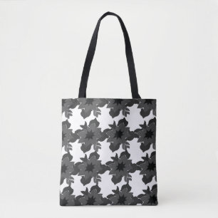 Bolso De Tela Patrón floral negro gris moderno abstracto