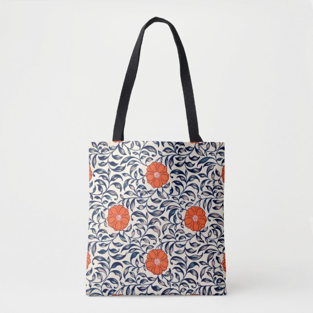 Bolso De Tela Patrón floral ornamental (Anverso)