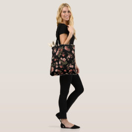Bolso De Tela patrón floral oscuro de flor de cerezo vintage est