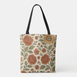 Bolso De Tela Patrón Floral Otoñal Vintage – Botánica Rústica