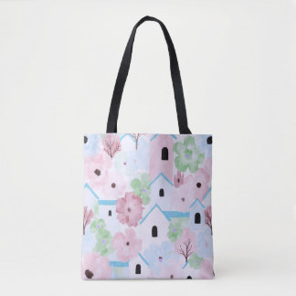 Bolso De Tela Patrón Floral Pastel Divertido