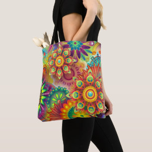 Bolso De Tela Patrón floral psicodélico