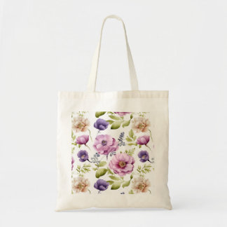 Bolso De Tela Patrón floral púrpura de la Sinfonía de la Bloom R
