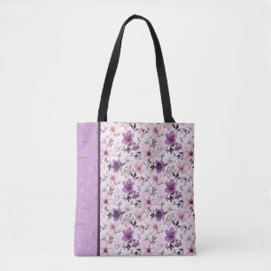 Bolso De Tela patrón floral púrpura y rosa