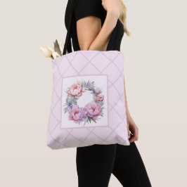Bolso De Tela patrón floral púrpura y rosa