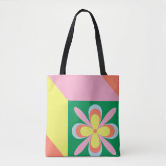 Bolso De Tela Patrón floral retro colorido diseño de flores de p