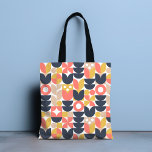 Bolso De Tela Patrón floral retro de moda<br><div class="desc">Este diseño retro de moda presenta un patrón floral geométrico en melocotón,  azafrán,  gris oscuro y beige sobre un fondo blanco. #retro #moda #moderno #floral #patrón #botánico #geométrico #geométrico #elegante #estilo #elegante #trendy #trending #trending #tote #bolsas #totebags #bolsos de mano #accesorios #regalos</div>