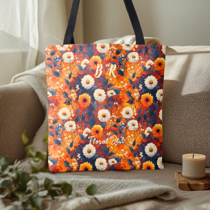 Bolso De Tela Patrón floral rojo en negrita - Botánico de margar