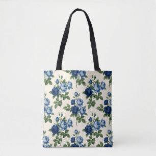 Bolso De Tela Patrón Floral Rosa Azul