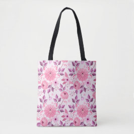 Bolso De Tela Patrón floral rosa con flores elegantes