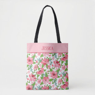 Bolso De Tela Patrón floral rosa femenino