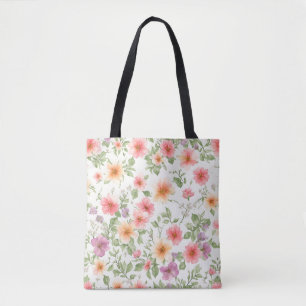 Bolso De Tela Patrón floral rosa silvestre rosa, boho