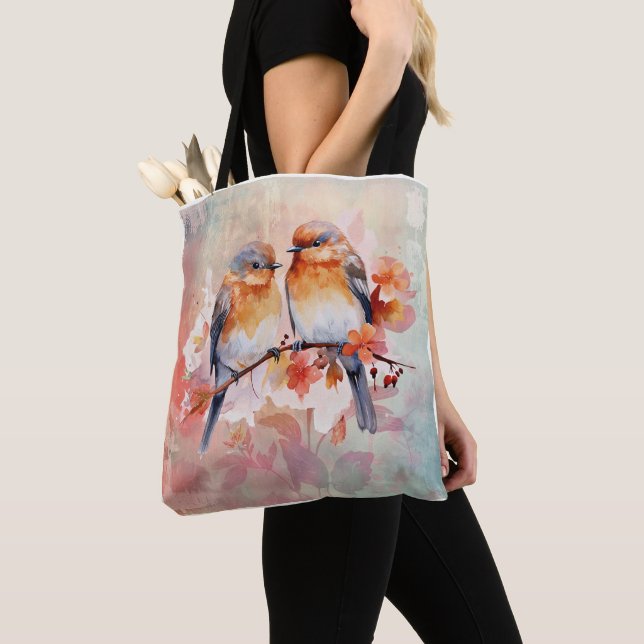Bolso De Tela Patrón floral rosa total (Detalle)