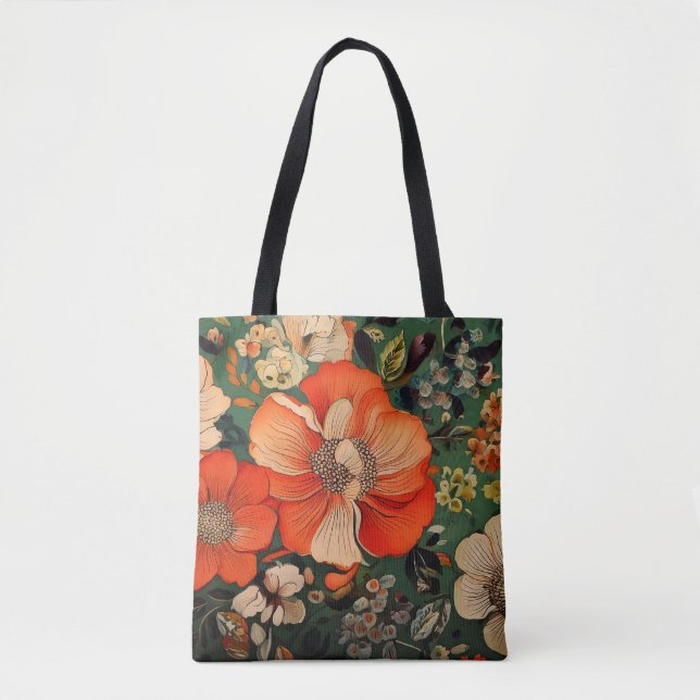 Bolso De Tela Patrón floral sin fisuras de acuarela dibujado a m (Anverso)