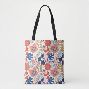 Bolso De Tela Patrón floral sin fisuras sobre blanco. Retroceso