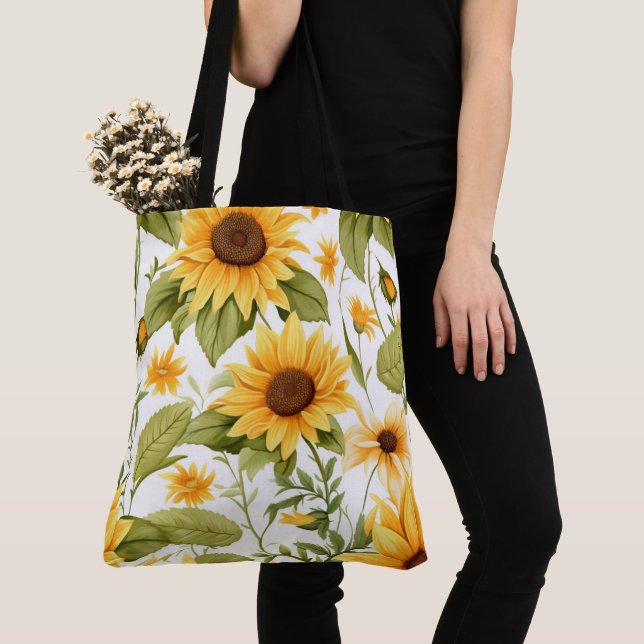 Bolso De Tela Patrón floral sin foco, sol y mareas (Detalle)