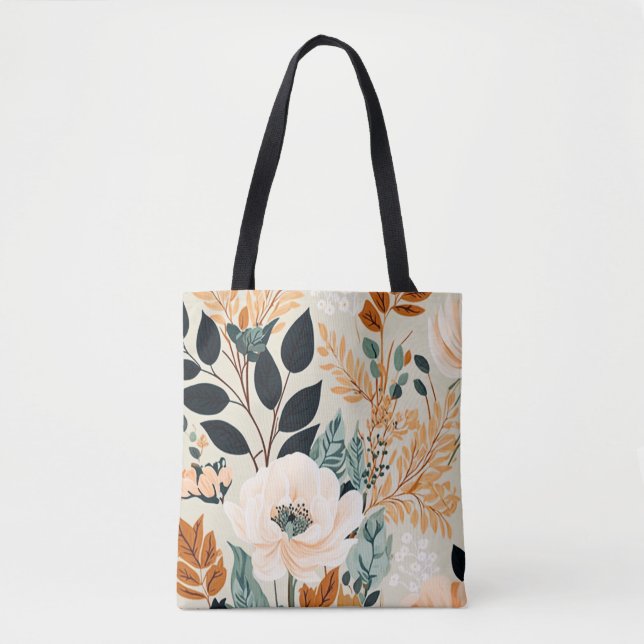 Bolso De Tela Patrón floral sin soldadura botánico otoño (Anverso)