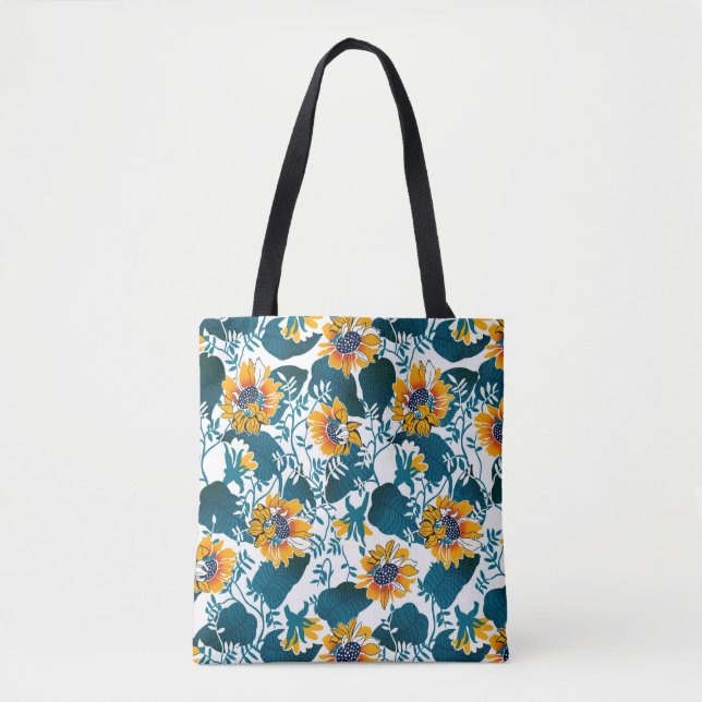 Bolso De Tela Patrón floral sin soldadura, fondo En el art nouve (Anverso)