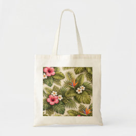 Bolso De Tela Patrón floral tropical – Hibisco, Monstera 