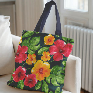 Bolso De Tela Patrón floral tropical vibrante