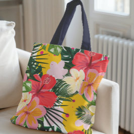 Bolso De Tela Patrón floral tropical vibrante