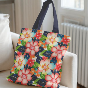 Bolso De Tela Patrón floral tropical vibrante