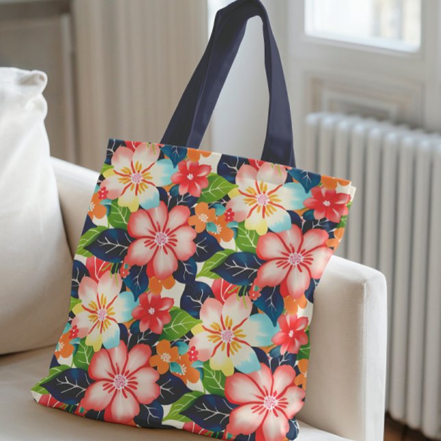 Bolso De Tela Patrón floral tropical vibrante (Subido por el creador)