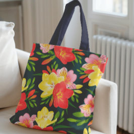 Bolso De Tela Patrón floral tropical vibrante