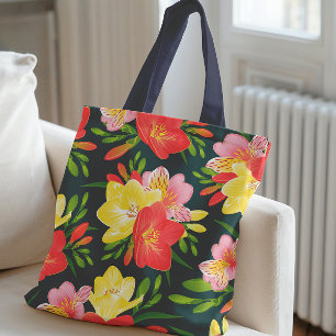 Bolso De Tela Patrón floral tropical vibrante