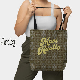 Bolso De Tela Patrón floral verde amarillo retro mami hustle